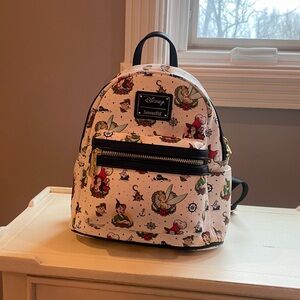 Disney Loungefly Peter Pan Tinkerbell captain Hook backpack